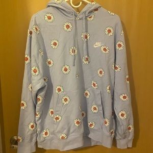 Nike Have A Nike Day daisy print fleece hoodie in pale blue